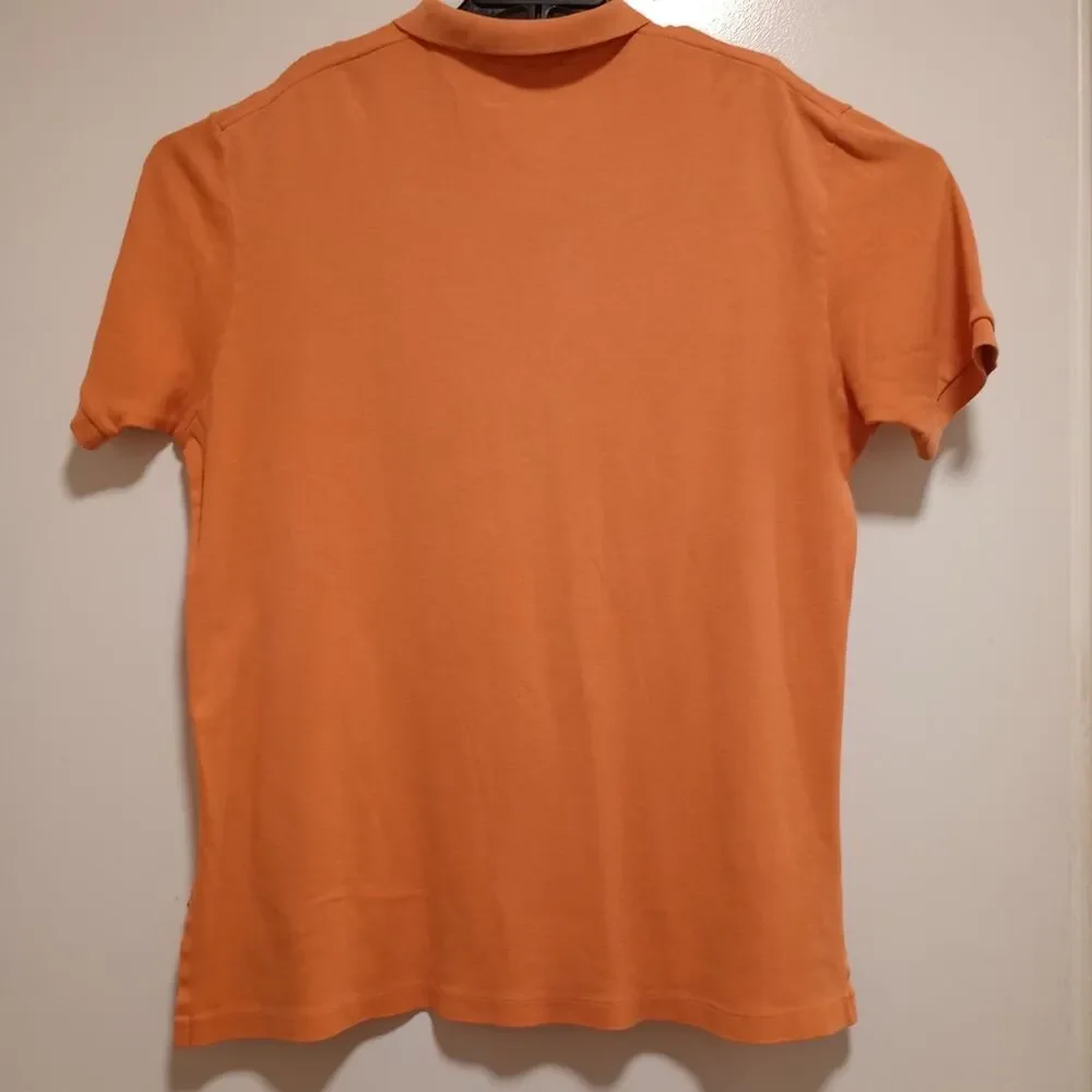 Polo Ralph Lauren Mens XL Orange Mesh Cotton Short Sleeve Polo Shirt Blue Pony